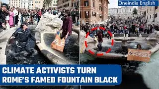 Rome: Climate activists turn country&rsquo;s 17th century landmark fountain black | Oneindia News
