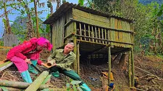 Building a bamboo gate, garden care & cassava harvest | Mountain couple
