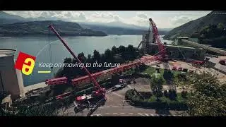 Tadano crawler crane CC 38.650-1 lifting in concrete factory Iseo lake