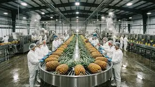 Inside a Modern Pineapple Factory Peeling and Canning Thousands of Fruits per Hour (Full Process)
