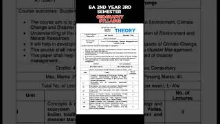 BA 2ND YEAR 3RD SEMESTER GEOGRAPHY THEORY / PRACTICAL SYLLABUS #basyllabus #geography #semester