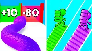 Snake Run Race VS Bridge Race 🐍🌉 All Levels Max Update Walkthrough Mobile NEW Gameplay S8RX