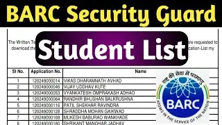 BARC Security guard student list! BARC Exam date security 2021! list of student for Security Guard!