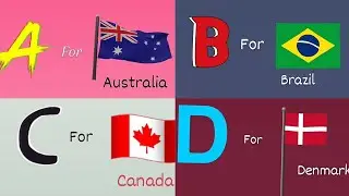 Alphabets with Country names and Flag names for toddlers and kids. #Learn English.