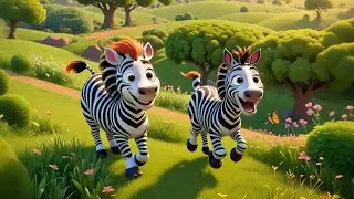 Three Little Zebras Zoom Past Trees | Jungle Animal Song Kids | Counting Rhyme & Preschool Learning