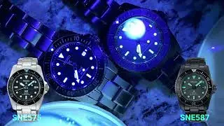 Seiko Solar 38.5mm Diver Lume Test - SNE575 vs SNE587 - Night Vision