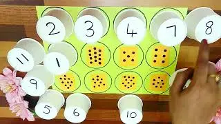 Counting and Number Matching With Paper Cups. ( Fun math activity for preschool kids)