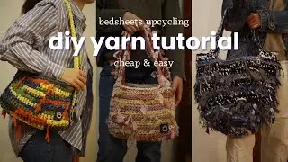 sustainable crochet: fabric bedsheets (duvet cover) upcycled yarn tutorial | low-cost and easy diy
