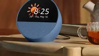All-new Echo Spot, Smart alarm clock with vibrant sound, Alexa and Bluetooth | Blue