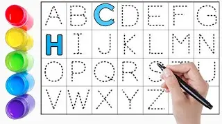 Alphabet, ABC song, abcd, a to z, Kids rhymes, collection for writing along dotted lines for toddler