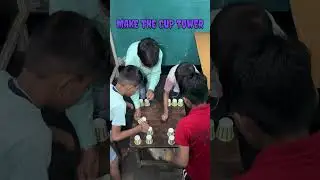 Teamwork Challenge: Build the Cup Tower 🏆 | Funny Game #challenge #shorts #cupgame #viral