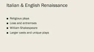 Theatre History Timeline