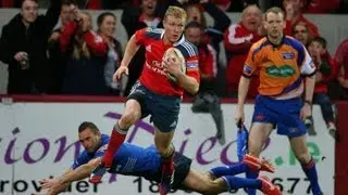 Excellent Keith Earls try from crossfield kick Munster v Leinster 5th Oct 2013