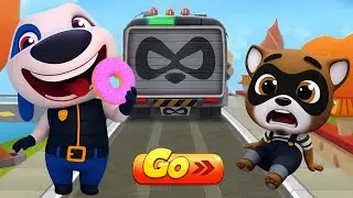 Talking Tom Gold Run New Update - Deputy Hank vs Raccoon Boss Fight in Party Parade | Funny Race 🔥