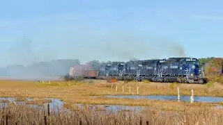 Pan Am & Amtrak Downeaster Trains At The Scarborough Marsh