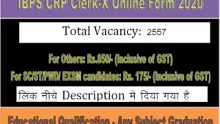 IBPS CRP Clerk-X Online Form 2020