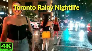 【4K】Late Night Toronto Walk 🌃 | King Street West Nightlife in the Rain (Summer 2025)