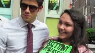 Nick Jonas meeting fans at fox and friends 6.8.11