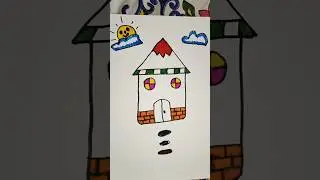 how to draw a cute house #art #artndcraft #drawing #youtubeshorts #shorts #viral