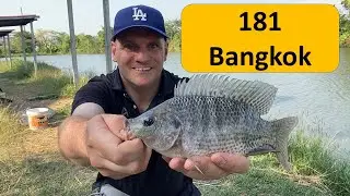 181 Fishing park in Bangkok Thailand. 100 Baht a rod includes 2kg of fish. Fishing in Thailand