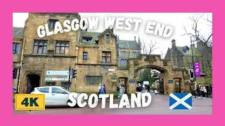 Glasgow West End | Walking tour | University of Glasgow | Scotland | Binaural | ASMR | 4K |