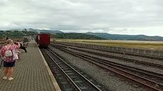 F&WHR. James Spooner locomotive bringing a carriage over here in Porthmadog. Friday 22/8/2025.