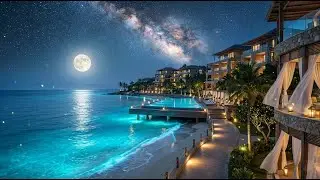 (No Ads) Soothing Jazz for Sleep • Natural Ocean Night Atmosphere