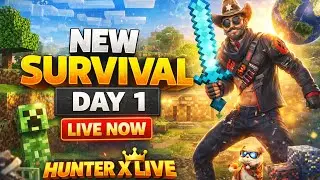 🔴 Minecraft LIVE Lucky block| New Survival Series 🌍 | Day 1 Hardcore Start | HUNTER X LIVE 🔥