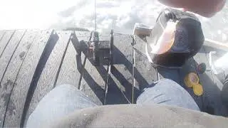 Ice fishing Utah lake with my friend Easton