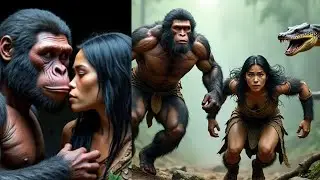 Life 1.6 million years ago 😱 A family of ape-like humans living in a forest 🫣. Strange animals,