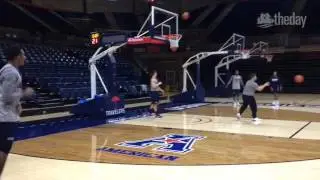 UConn's Christian Vital and Vance Jackson engaging in a shooting competition at end of practice