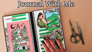 Old Book➜New Journal 📘 | Magic Castle Junk Journal With Me 🏰💚 | Collage Journal With Me | Scrapbook