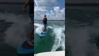 First time wake surfing with no rope #wakesurfers
