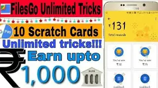 Ha*k Files go||Google pay and Filesgo Unlimited scratch card trick in one device secret trick😎😈