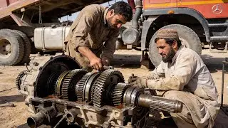 Mercedes BUS Destroyed Transmission Restoration with Basic Tools || Afghaan Mechanic