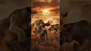 Two Lions Attack Rhino | Rhino Falls in Dramatic Wildlife Battle #naturevideo #animals