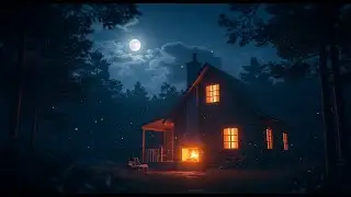 Cozy Cabin Fireplace at Night 🌙 | Relaxing Music for Deep Sleep (No Talking, No Ads)