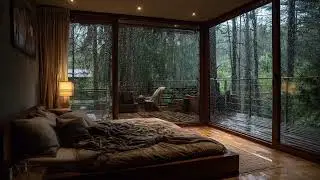 Mountain View Bedroom Rain 🌧️ Heavy Rain on Deck Sounds for Deep Sleep