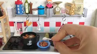 Re-Ment Mini Kitchen | Mini Toy Food Cooking | Toy Miniatures | Beef Stew with Rice