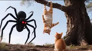 Cat vs Monster Spider 😱🐱 | Dangerous Survival Story |cat vs spider
