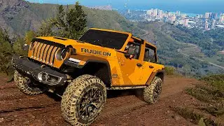Extreme 4X4 Offroad : Orange Rubicon Jeep on Mountain Offroad track Jeep Offroad Game