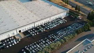 Extended Cut: Drone Video of Tesla's Harlan Road Distribution Center w/ Cars Entering Building