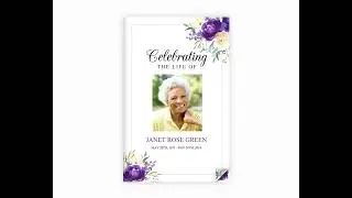 Purple Bloom 4 Page Funeral Program Template