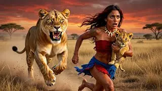 life million years ago: first ever fire attack, Prehistoric Girl rescues endangered lion cub