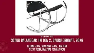 Scaun balansoar HM Ben 2, stofa, cadru cromat, 90 kg, negru