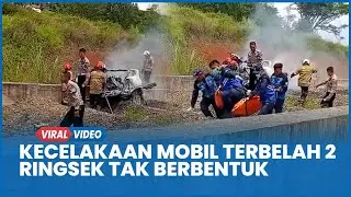 Kecelakaan Tol Cisumdawu, Mobil Terbelah 2 Ringsek Tak Berbentuk, Pecahan Berhamburan