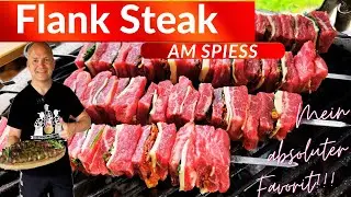 Flank Steak Spieße mit Kräuter-Knoblauch-Pesto | Monolith Grill | Holzkohle