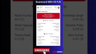 SRH VS PJK Scorecard Match Summary #cricket #trending #ipl #scorecard  Srh won by 2 runs