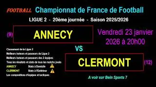 ANNECY - CLERMONT : 20&egrave;me journ&eacute;e de Ligue 2 - Stats, infos, pronos - Foot saison 2025-2026