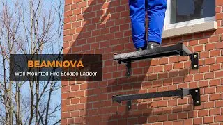 BEAMNOVA 6-Rungs Wall-Mounted Fire Escape Ladder Emergency Ladders for Second Story Windows Floor
